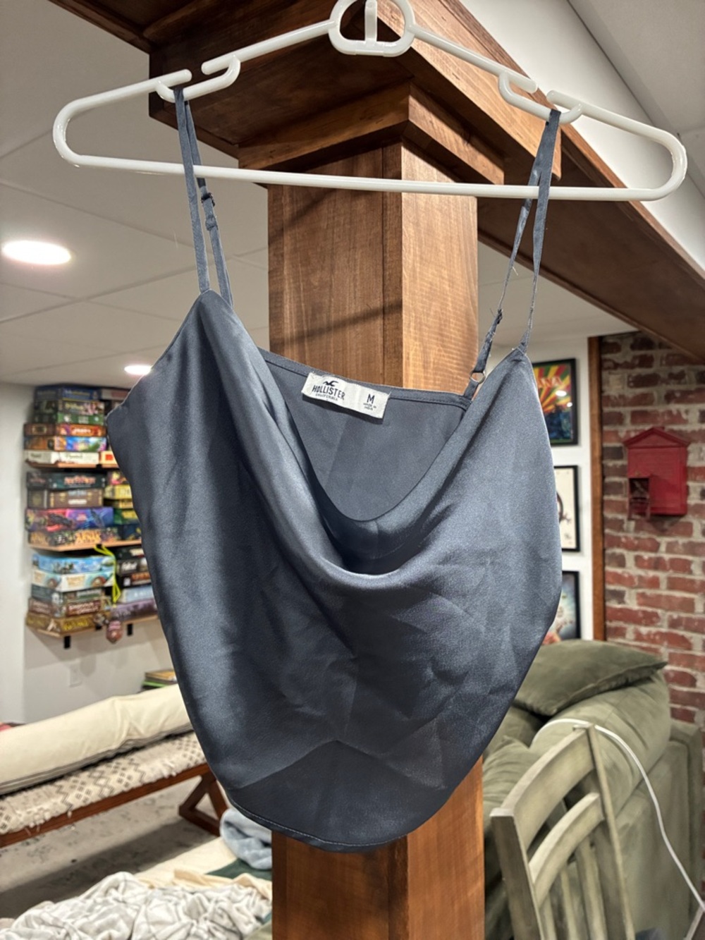 Hollister Satin Cowl Cami in Slate